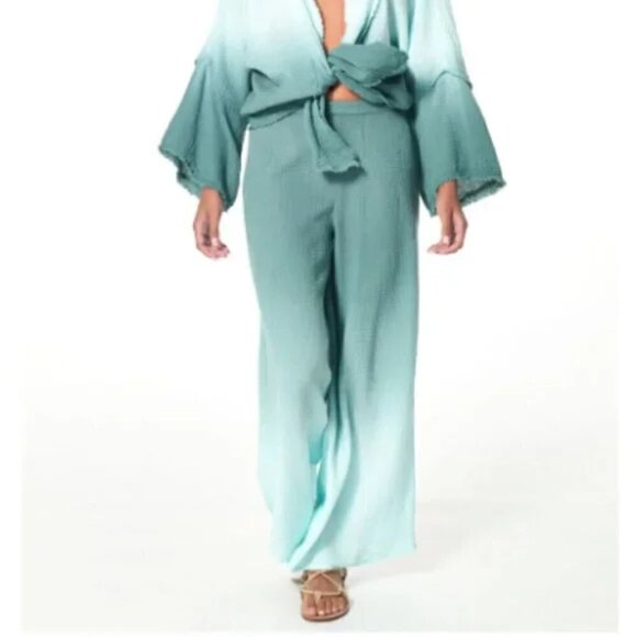 New Young Fabulous & Broke Aiko Ocean Bay Ombre Wide Leg Pants NWT X-Small - Picture 1 of 13